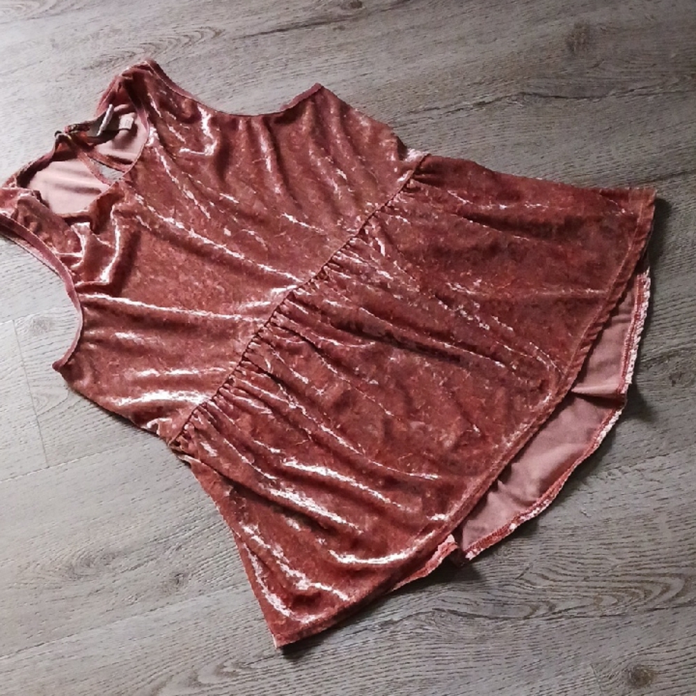 Knox Rose Velvet Sleeveless Top in Shimmering Rose Size Large